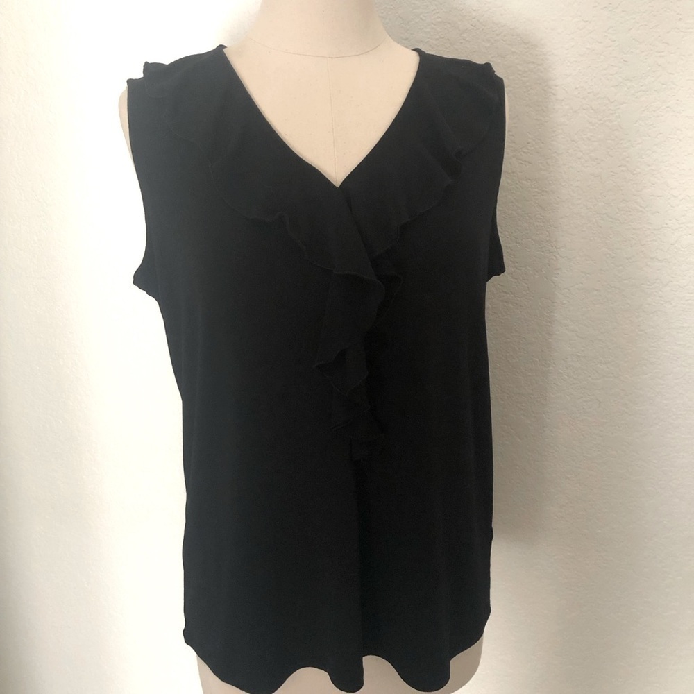 Adrianna Papell Ruffled V~Neck Top~Large - Picture 6 of 8